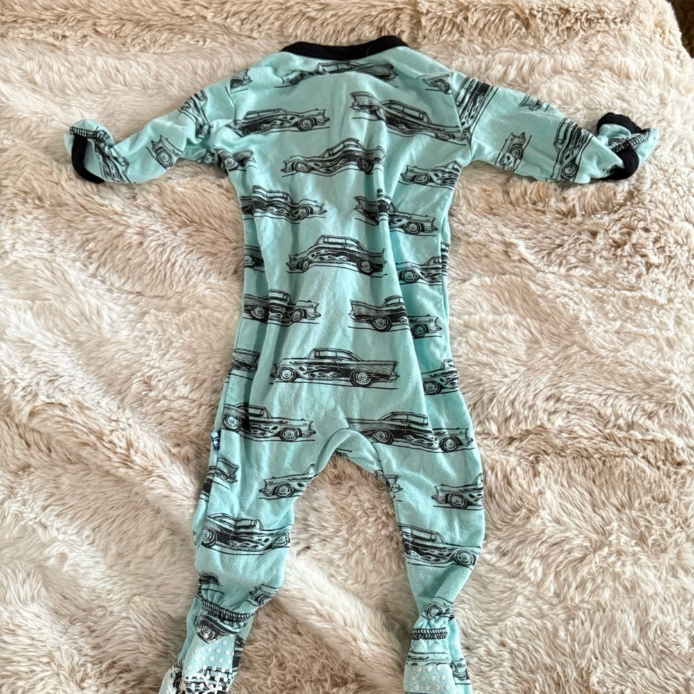 Kickee Pants Print Footie With Zipper Summer Sky Hot Rod Size 0-3 months - Picture 5 of 5